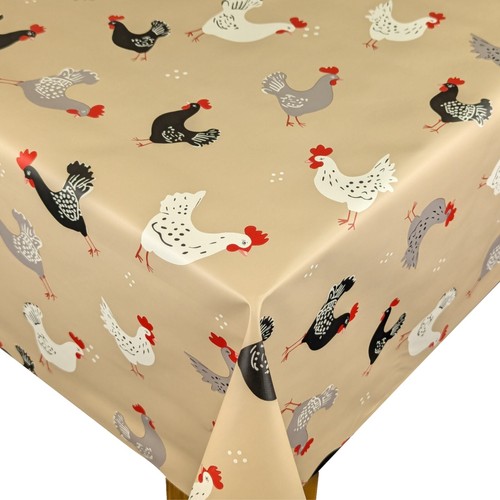 Playful chickens taupe pvc - chickens,