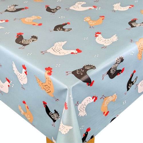 Playful chickens blue - chickens, pvc