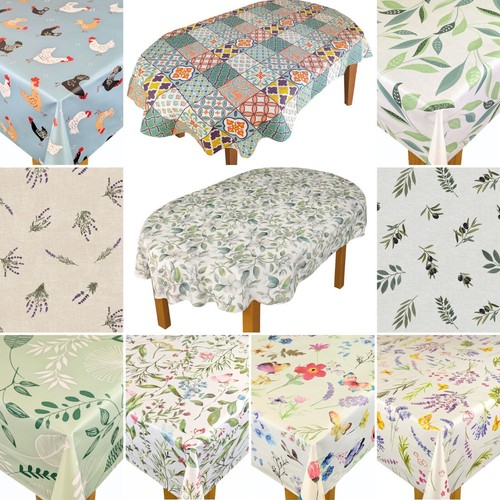 Oval wipe clean tablecloth pvc - clean,